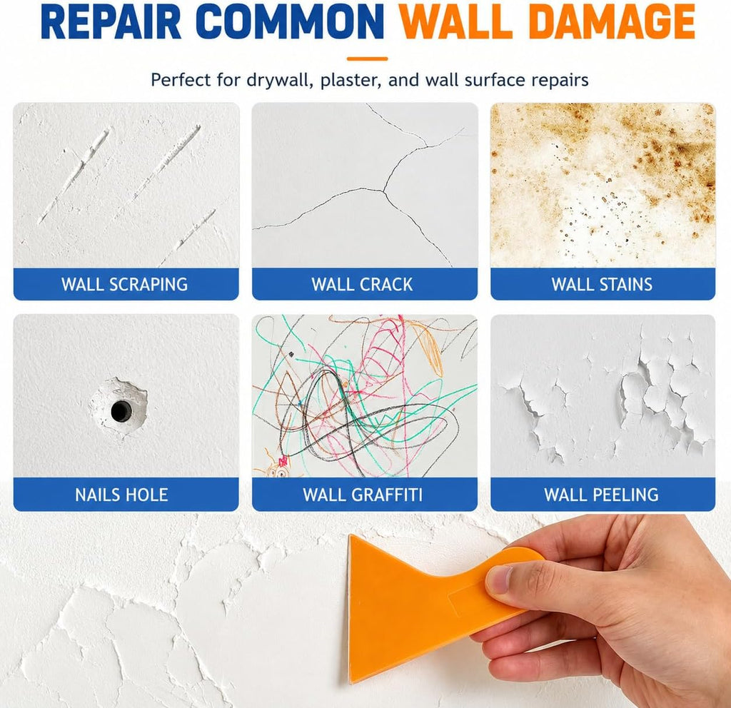 Drywall Repair Kit 2 Pack, 8.8 oz Each Wall Repair Putty Paste | White wall repair paste and putty kit with aluminum