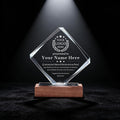 SHIP NEXT DAY, Personalized Crystal Award Trophy - Custom with Company Logo Text & Employee Name, Engraved Award for