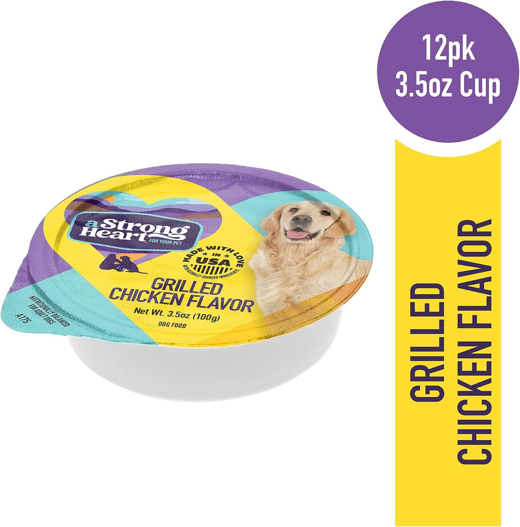 A Strong Heart Grilled Chicken Flavor Dog Food Cups, 3.5oz, 12-Pk