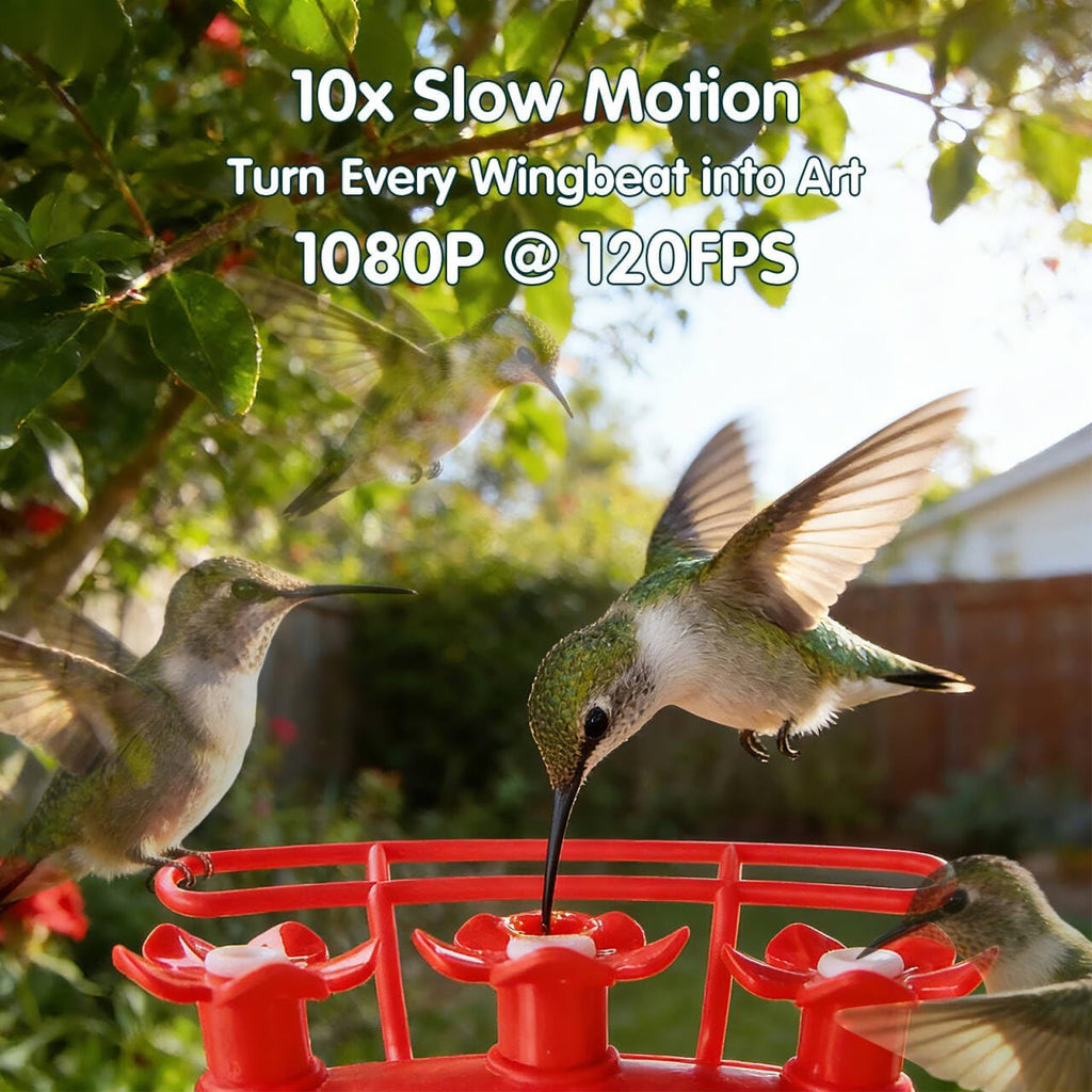 4K Hummingbird Feeder with Camera,No Subscription,Solar Powered