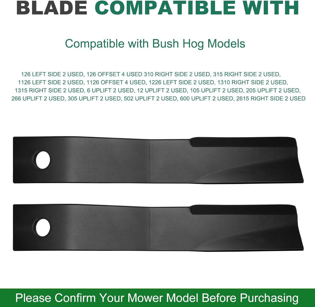 Replacement Bush Hog Rotary Cutter Blades – Part Number 7555, Fits Bush Hog Models 7555 7555BH BH25 RB60 SQ60