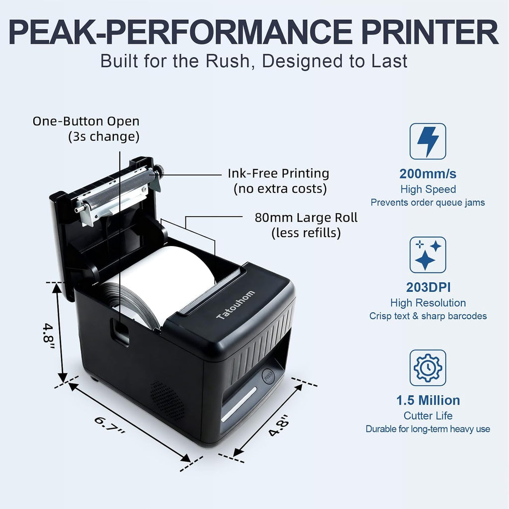 P80E Thermal Receipt Printer 80mm USB Ethernet RJ11 POS Printer | 3 1/8" thermal printers, auto‑cutter, dual‑mount