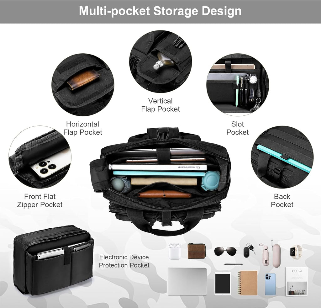 Tactical Messenger Bag,14inch/15.6inch/17.3inch Briefcase for Man Military Laptop Bag, Flight Work Bags for Pilots