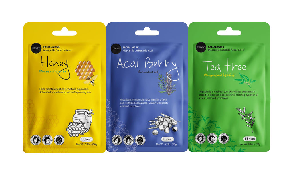 Celavi Korean Face Mask Sheet Set, Facial Spa Masks, 24 Pack