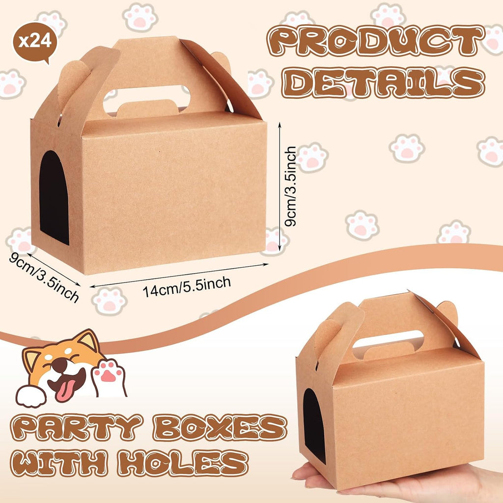 24 Pcs Adopt Pet Party Favor Boxes Foldable Treat Gift Box,Classic