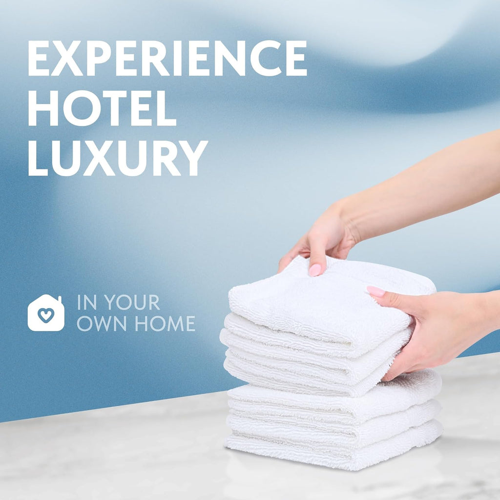 Luxury Cotton Washcloths 13x13 Inch - 650 GSM Turkish Cotton | Hotel, Spa, Bathroom Face Towel | 12 Pack