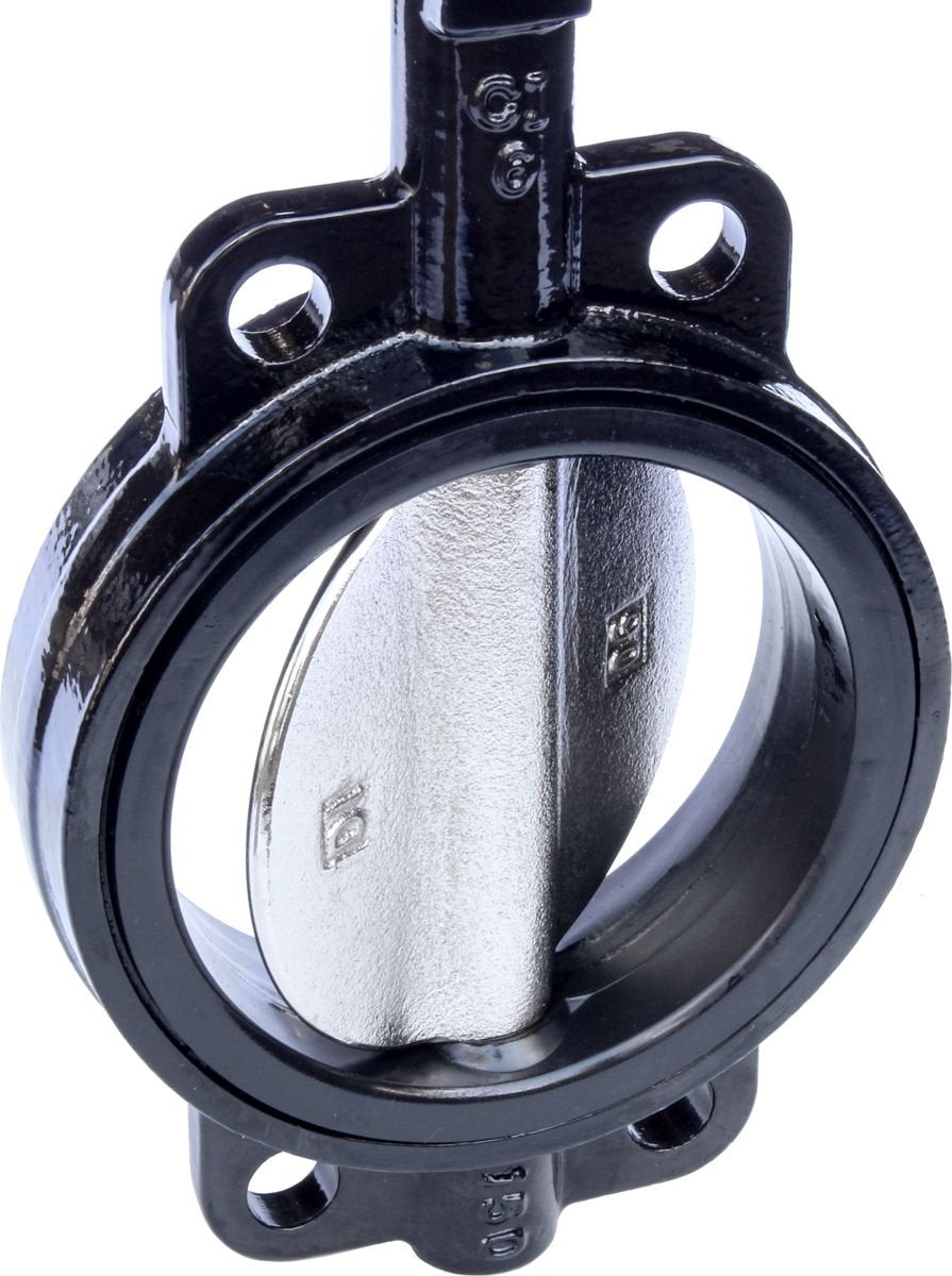 RKLO6 Cast Iron Butterfly Valve, Lever Style, EPDM, Black, 6"