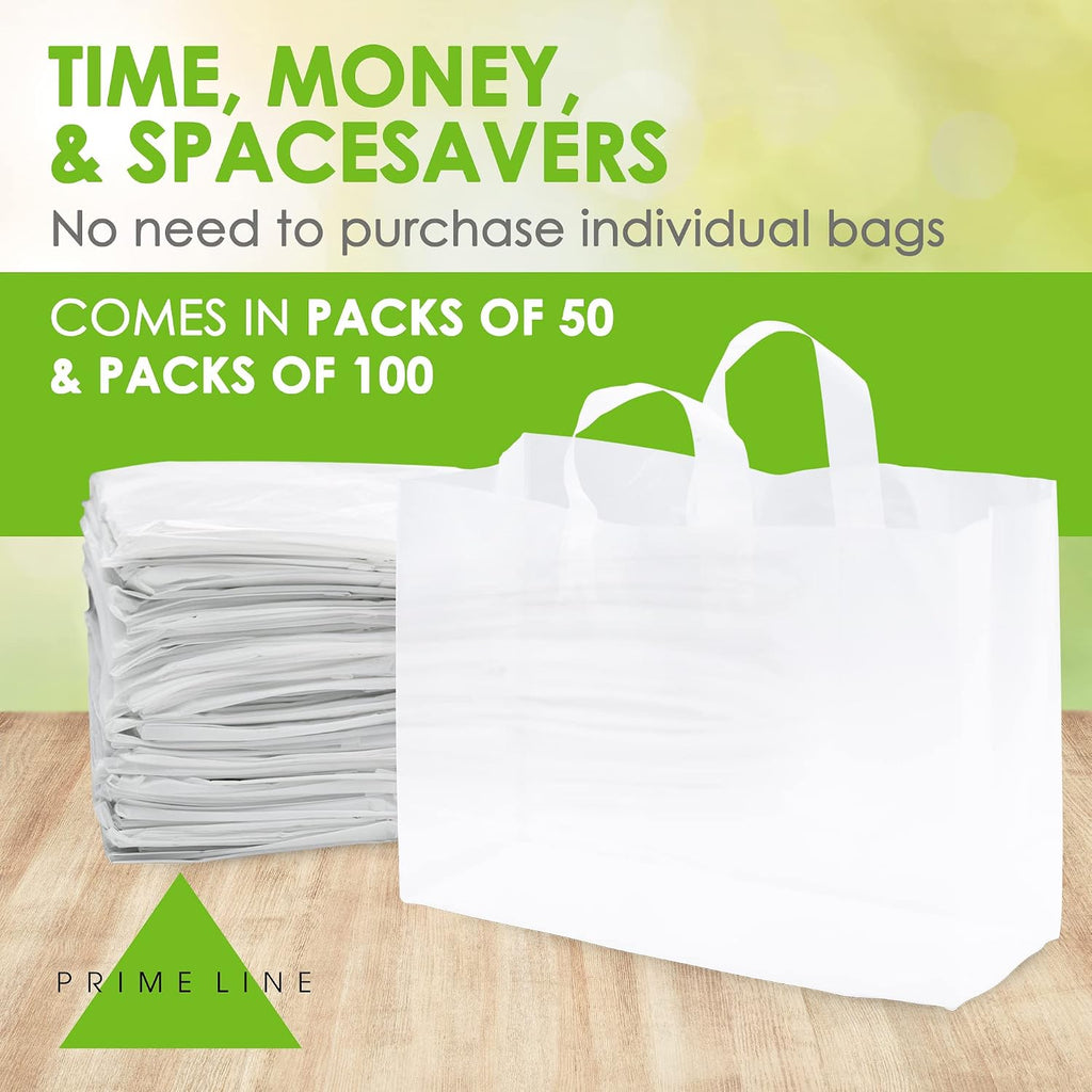 Large Plastic Shopping Bags with Handles, 50 Pack