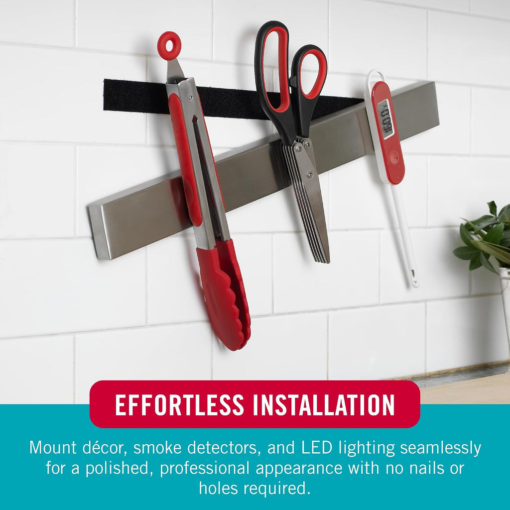 Kitchen and Bath Mounting Tape. Moisture Resistant Thin Design for Flush Mount. 10ft Heavy Duty Roll Holds 10 pounds.