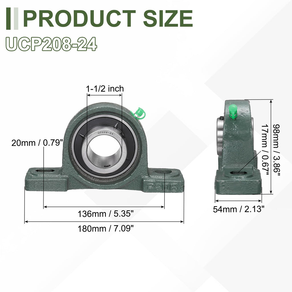 uxcell UCP208-24 Pillow Block Bearings, 1-1/2inch Bore Self Alignment