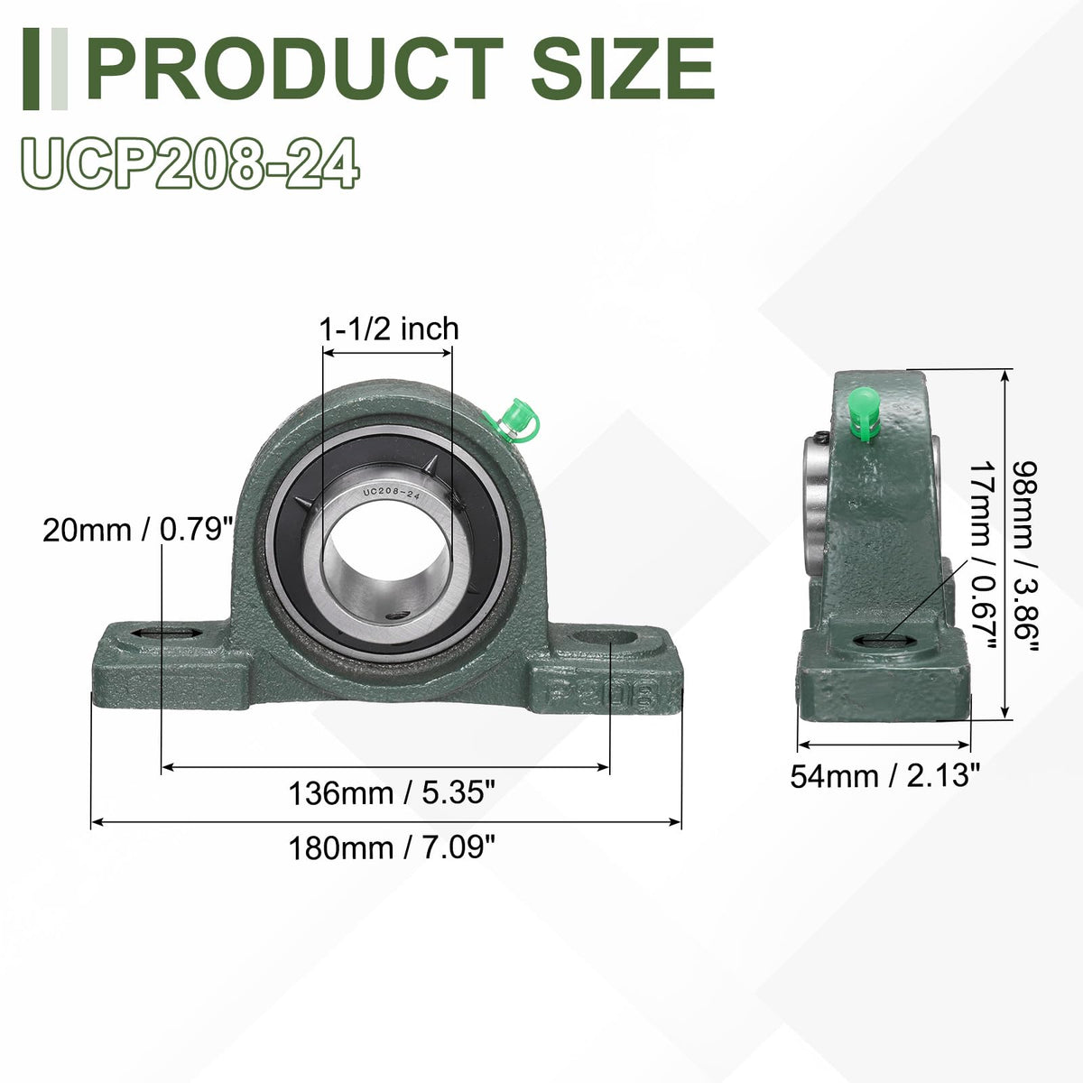 uxcell UCP208-24 Pillow Block Bearings, 1-1/2inch Bore Self Alignment