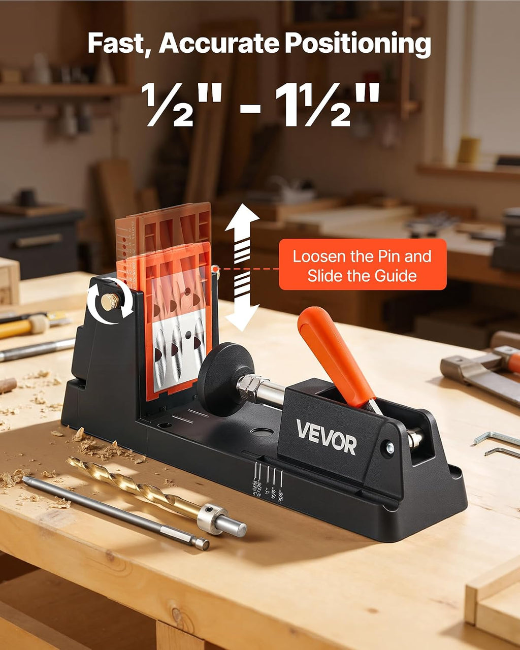 Pocket Hole Jig Kit, 1/2" to 1-1/2" Adjustable, Lightweight Jig Pocket Hole System with Dust Collection Adapter