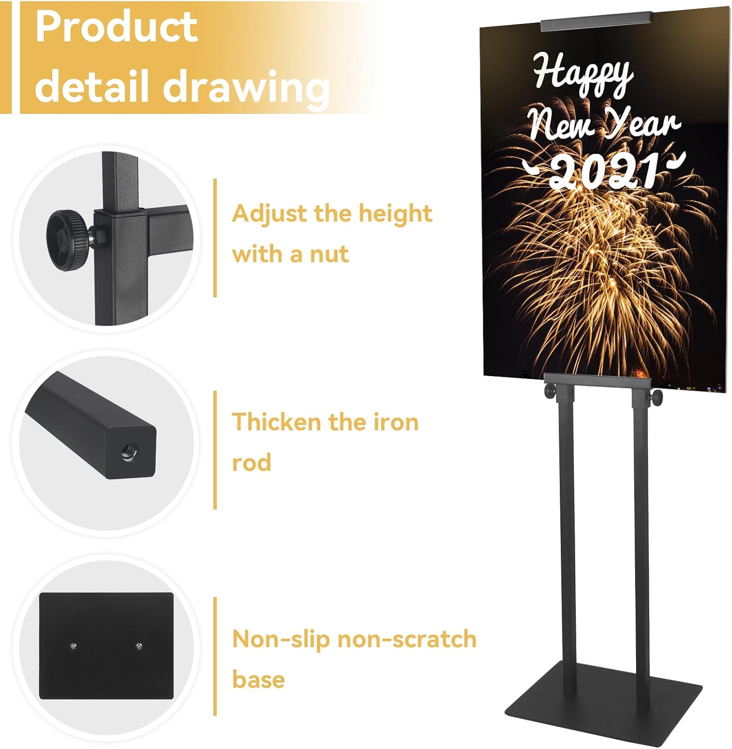 Poster Stand for Display Double-Sided Heavy Duty Sign Stand Holder Floor Freestanding Poster Board Stand with Base