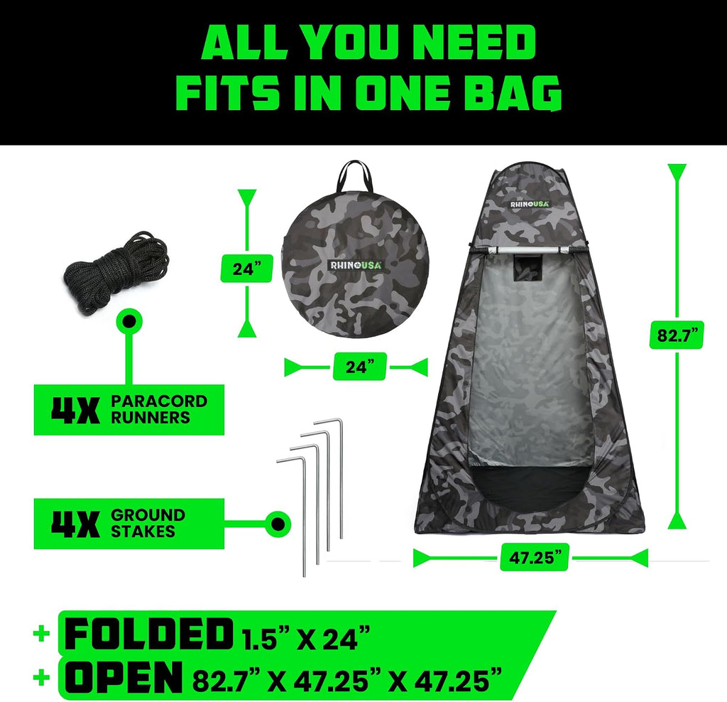 Pop-Up Privacy Changing Tent - Portable Camp Shower & Toilet | Outdoor Rain Shelter for Beach & Camping. Lightweight