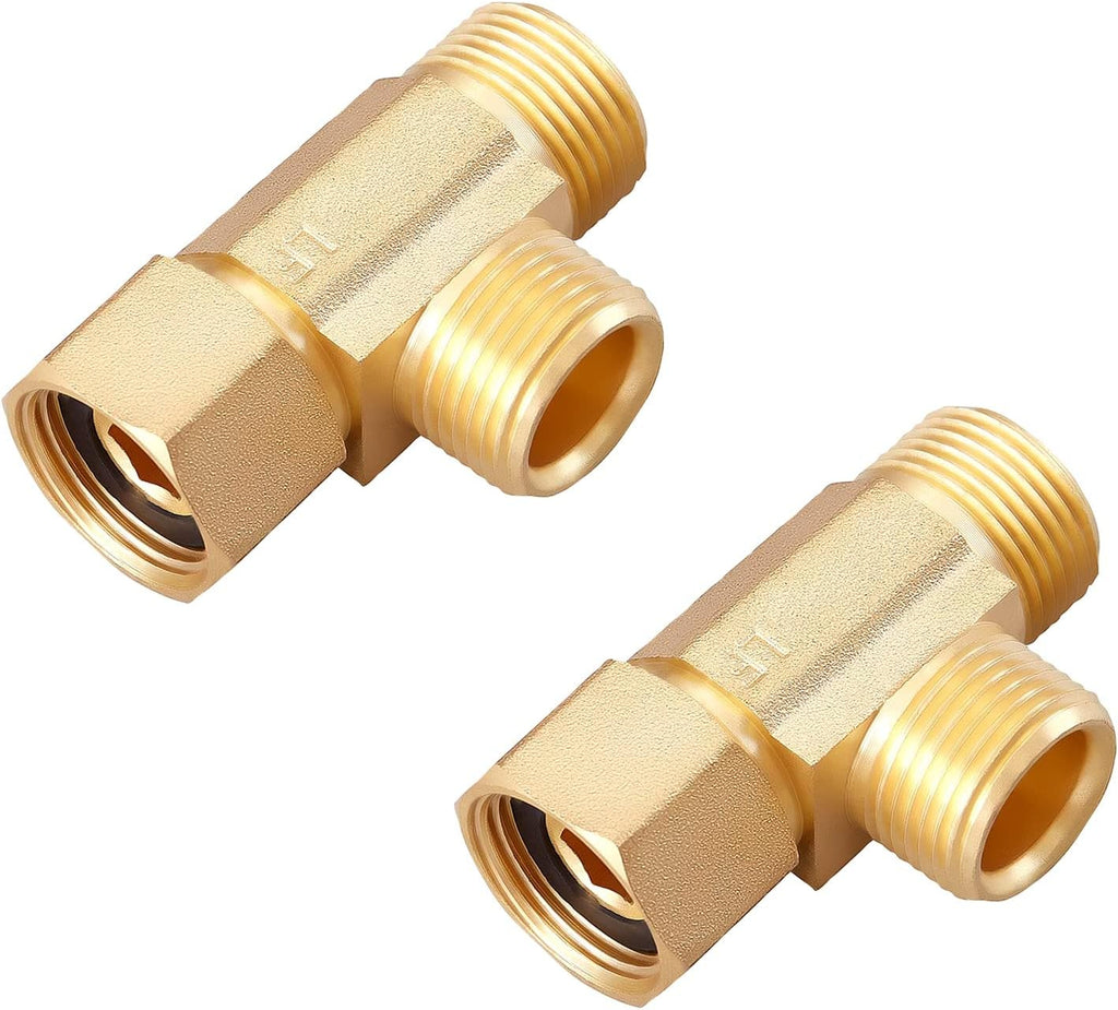 Lead-Free Brass 2 PCS 3/8 Inch Angle Stop Add-A-Tee Compression Tee Valve