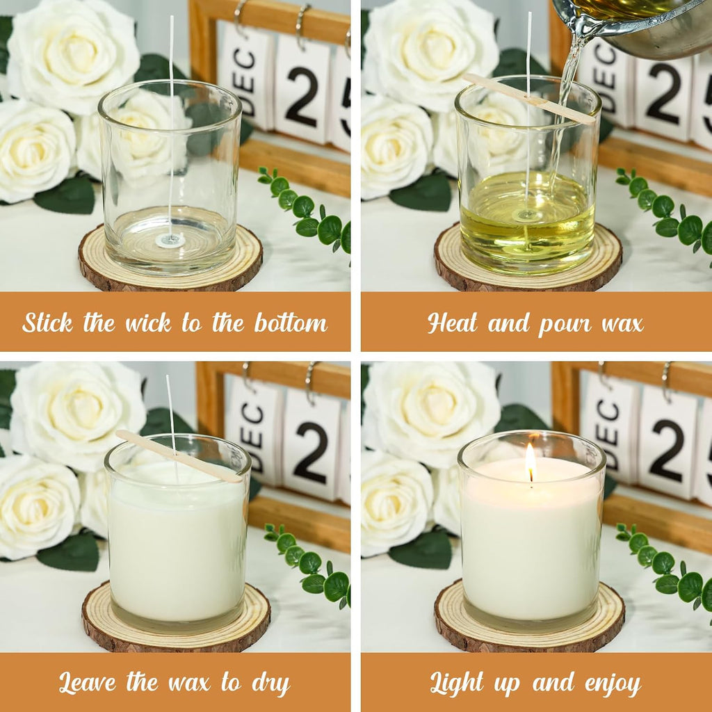 10oz Clear Glass Candle Jars with Lids, 30pcs for Candle Making | Bulk Empty Candle Making Jars with Lids, Dishwasher