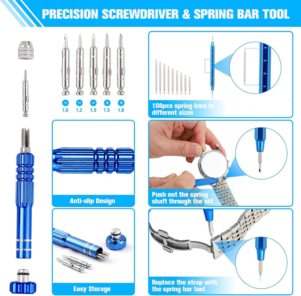 Watch Repair Kit, BYNIIUR Watch Battery Replacement Tool Kit, Watch Repair Tools & Kits, Watch Link Removal Tool Kit