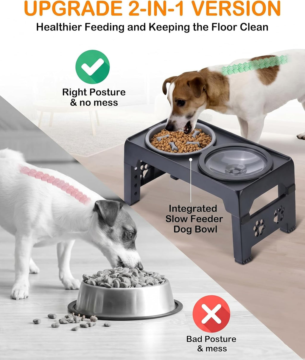 Collapsible Dog Bowls Raised Elevated Adjust Stand