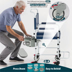 Shower Chair with Wheels, Bedside Commode for Elderly and Disabled