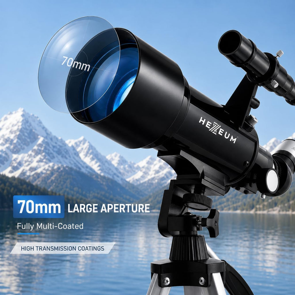 70mm 500mm Telescope for Kids & Beginners, AZ Mount Moon Viewing | 70mm 500mm telescope for kids and beginners; fully