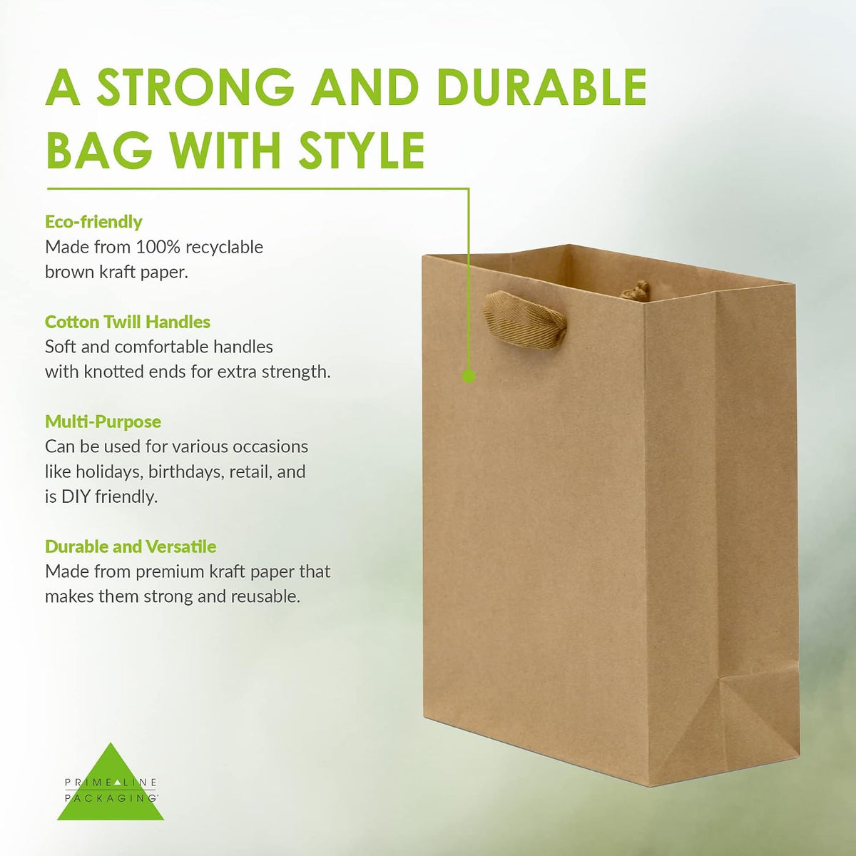 Paper Gift Bags with Handles, 8x4x10 Inch, 50 Pack