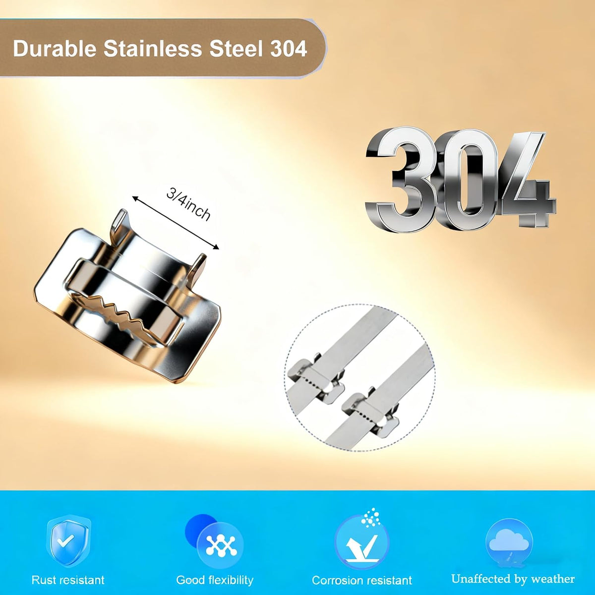 304 Stainless Steel Banding Strapping Kit with 100 Stainless Buckles