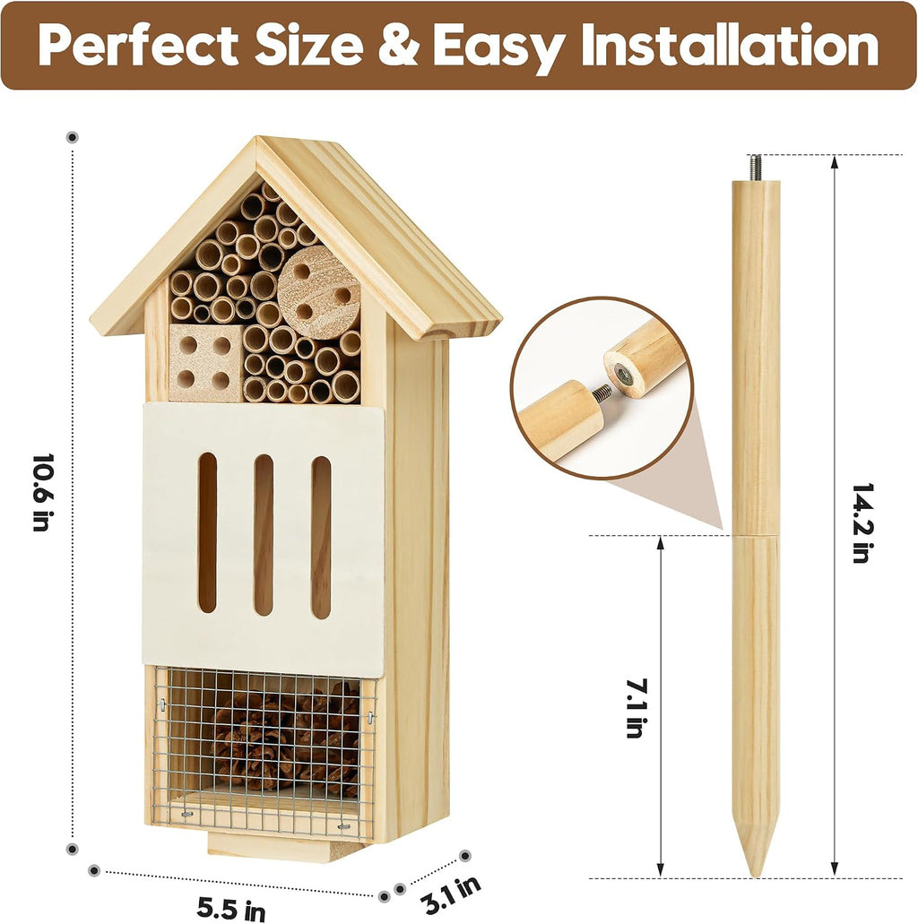 Bee House Bug Hotel & Butterfly House with Stake,Ladybug Hotel