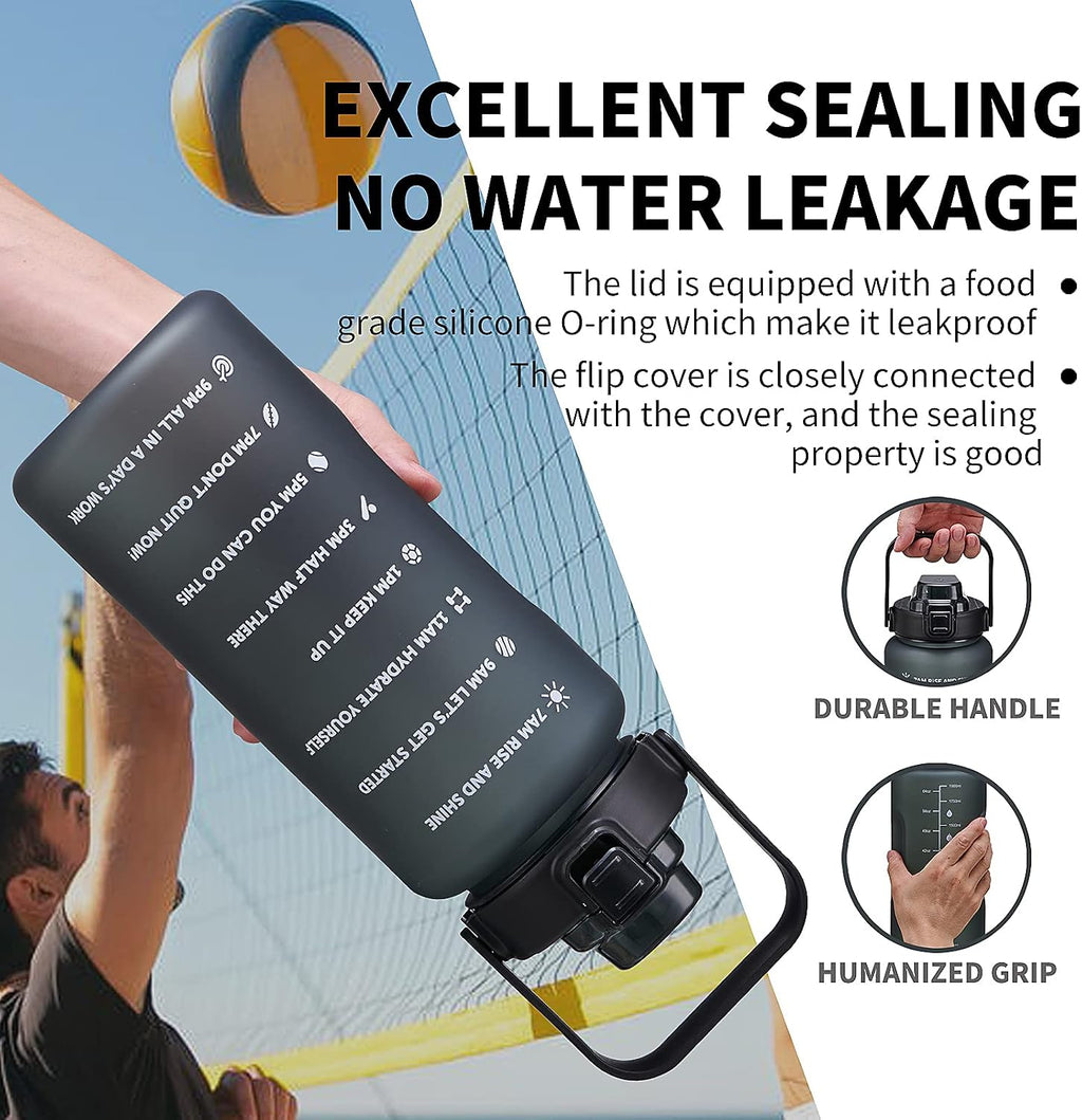 64oz,100oz,128oz Large Motivational Water Bottle with Time Marker, Leakproof & BPA Free Half Gallon Big Water Bottle