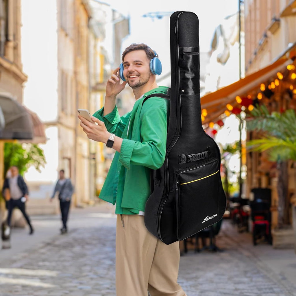 41 Inches Guitar Bag Dual Adjustable Shoulder Strap Acoustic Guitar Case Gig Bag, Waterproof Oxford Cloth 0.3 Inch