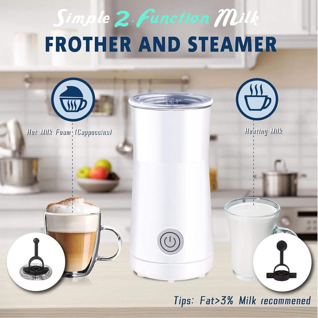 Milk Forther Simple Milk Frother and Steamer 2-in-1 Milk Steamer with Hot Milk Foam and Hot Milk for Latte