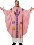 Clergy Elegance Church Vestments for Catholic Priests Chasuble Mass Apparel and Round Collar Robe With Pastor Stole