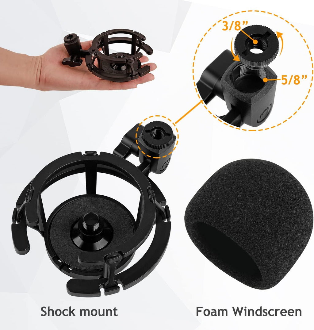 Razer Mini Shock Mount with Foam Windscreen Cover, Anti-Vibration Suspension Shockmount Mic Holder Clip Pop Filter to