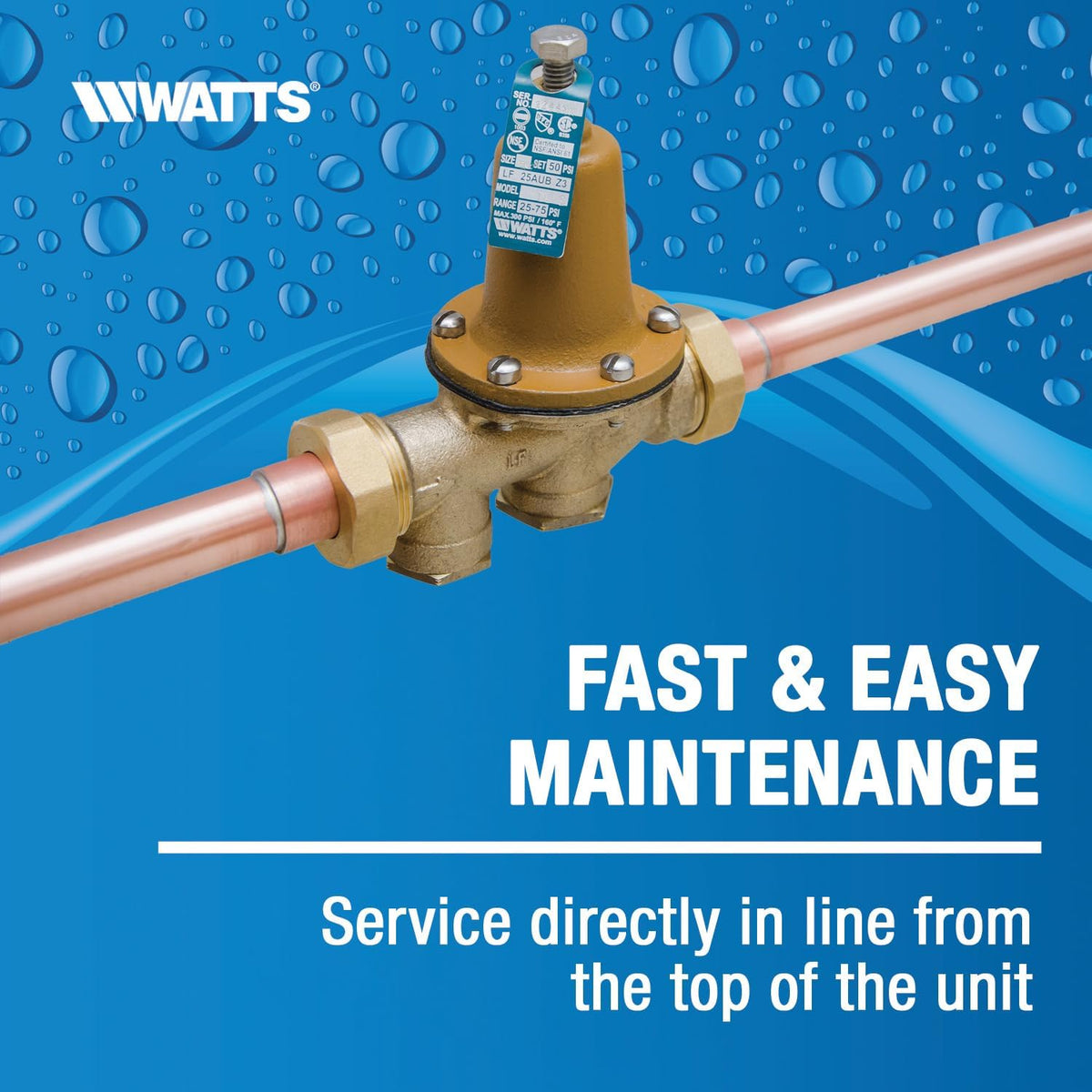 Watts LF25AUB-Z3 3/4" Lead-Free Water Pressure Reducing Valve 10-35 psi