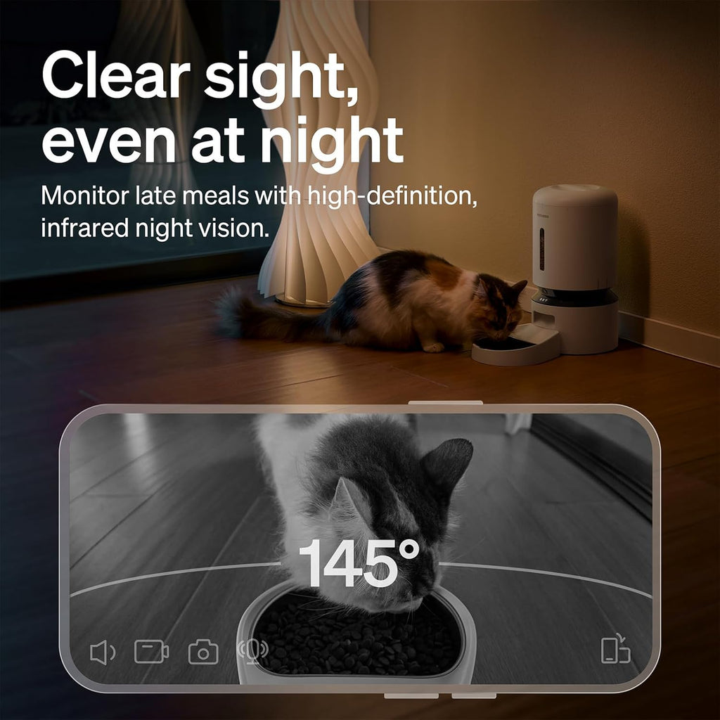 Automatic Cat Feeder with Camera, 1080P HD Video & Night Vision
