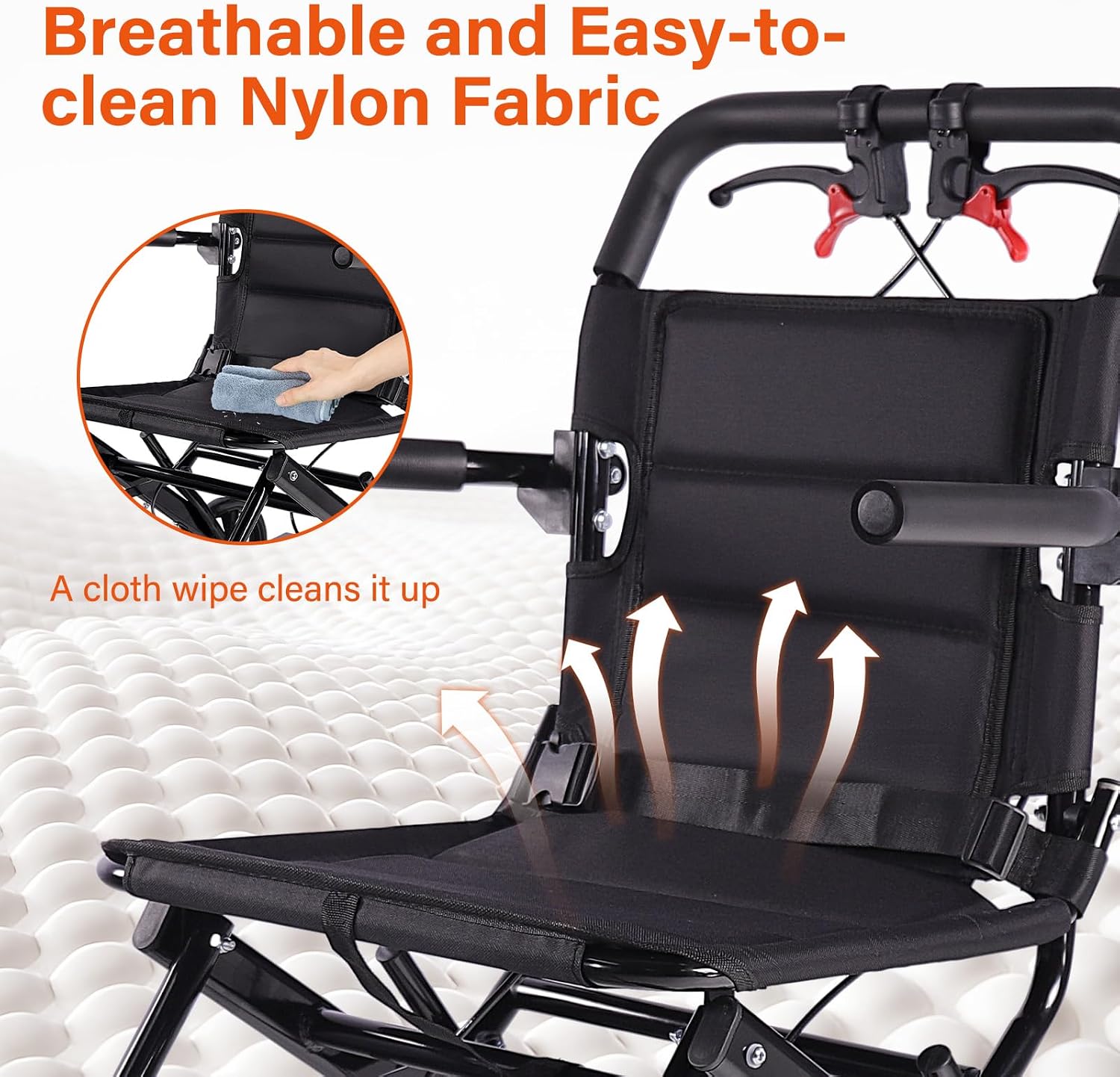 Upgraded 18.1" Wide Seat Lightweight Transport Wheelchair for Adults & Seniors, Foldable Travel Wheelchair, Narrow