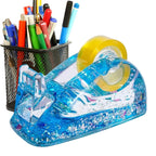 Tape Dispenser, Clear Acrylic Glitter Tape Dispenser Desk, Blue