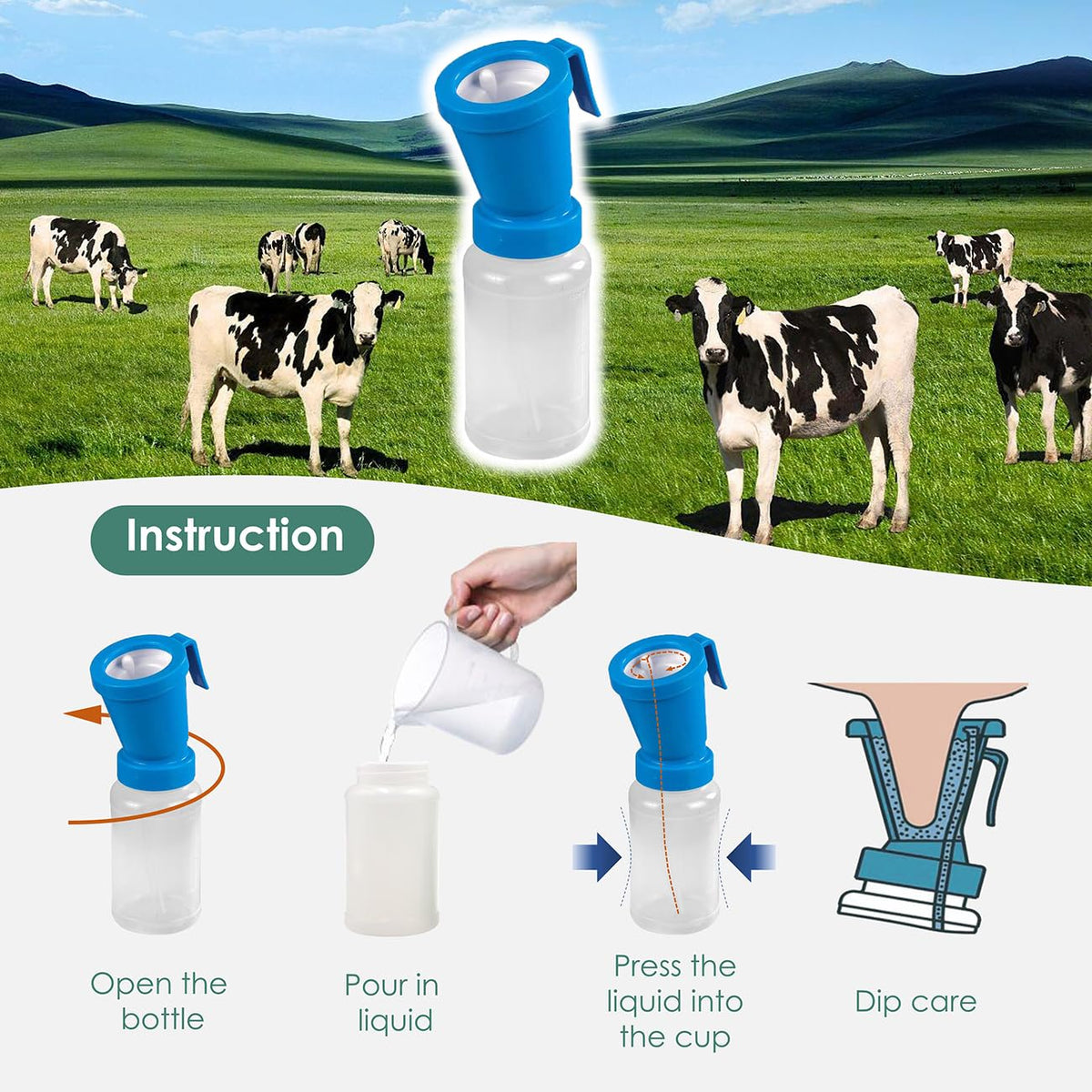 Teat Dip Cup, Blue, 300 ml, 2 Pack