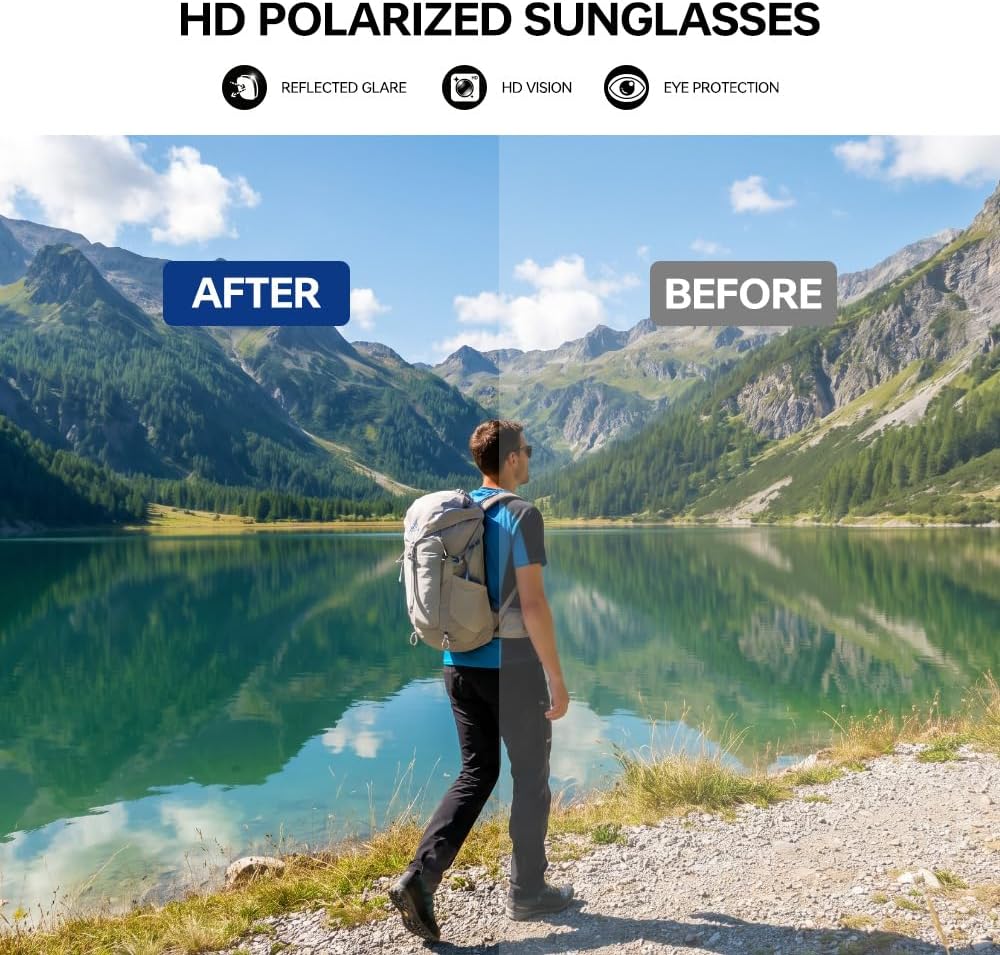 Polarized Running Sunglasses for Men Women Ultra-Comfort, UV400 Protection | 22g Lightweight TR90 Frame & Adjustable