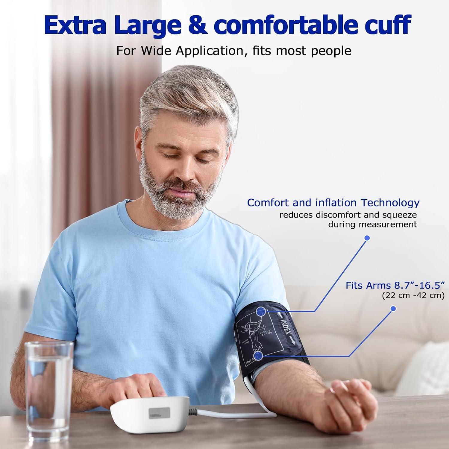 Blood Pressure Monitor, Upper Arm Blood Pressure Monitors for Home Use, 2x199 Readings Memory, Adjustable Arm Cuff