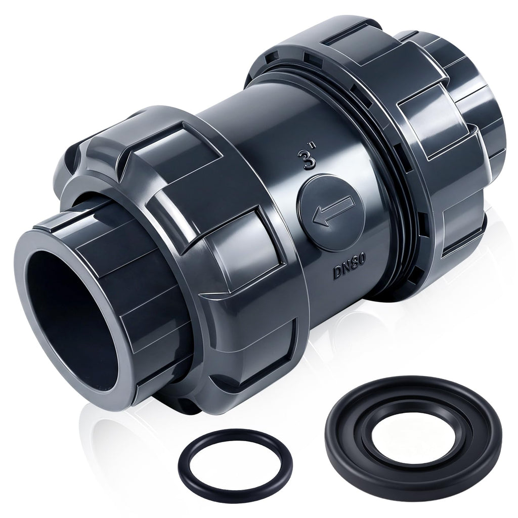 UPVC Spring Ture Union Check Valve, 3inch SCH80 Swing Backflow Valve