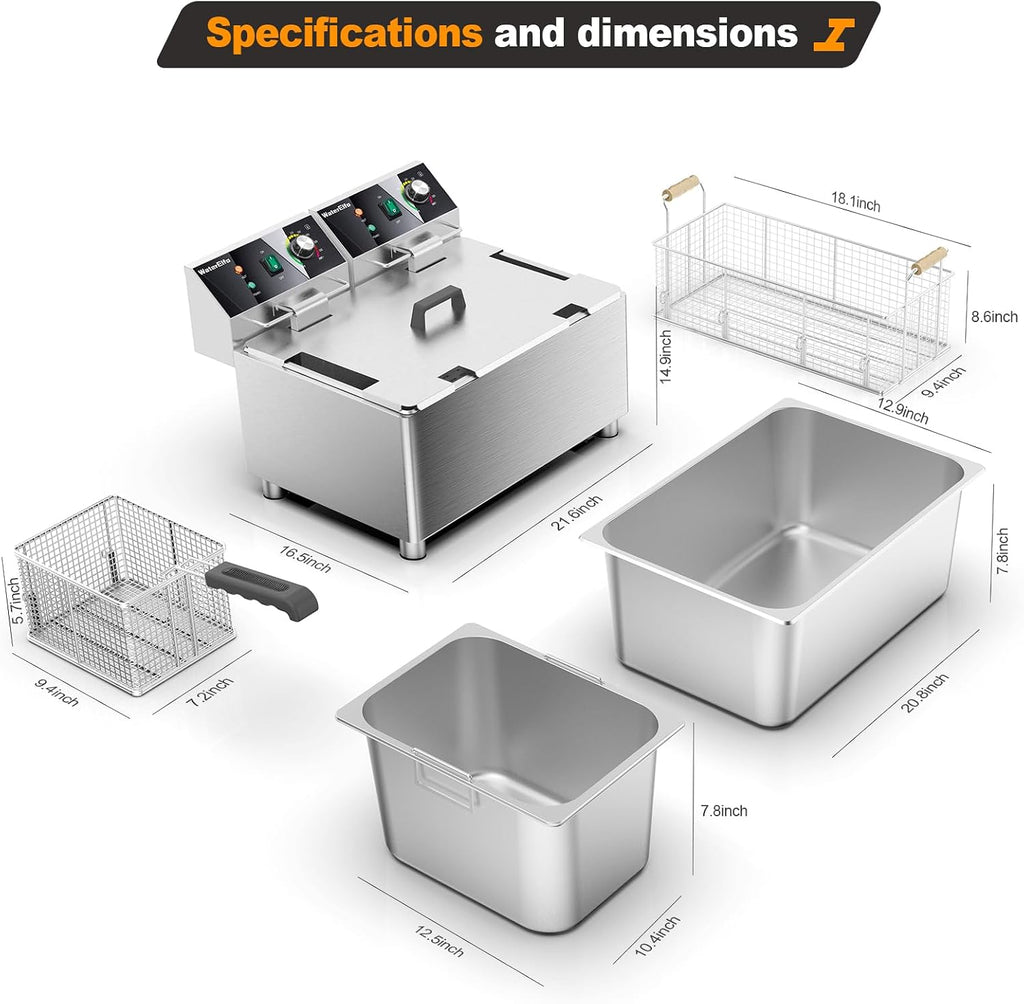 electric turkey fryer Commercial deep fryer with basket 3600W27.4QT with timer26L deepen deep fryer Variable twin