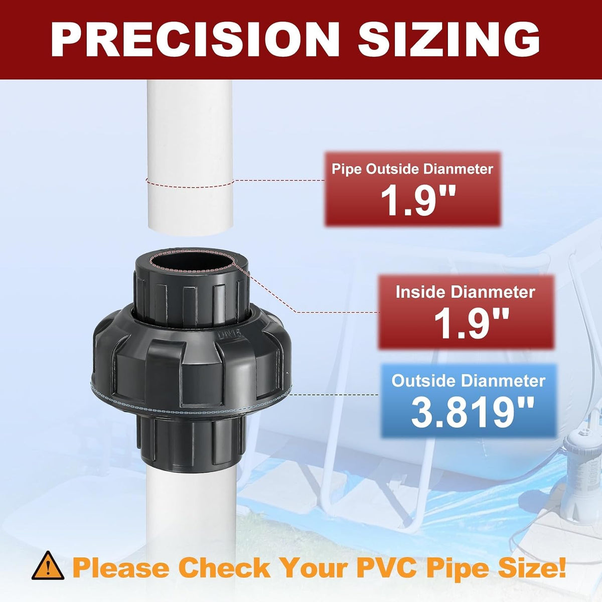 DTGN 4Pcs 1 1/2" PVC Union Coupling Pipe Fitting SCH80 Slip Union Adapter