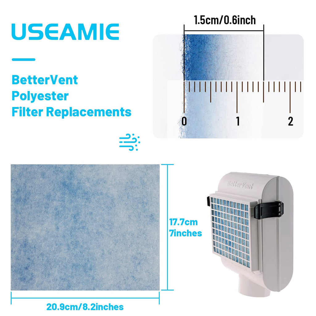 6 Pack Compatible Replacement Filters for Bettervent Indoor Dryer Vent Double Layer Design Pre-cut