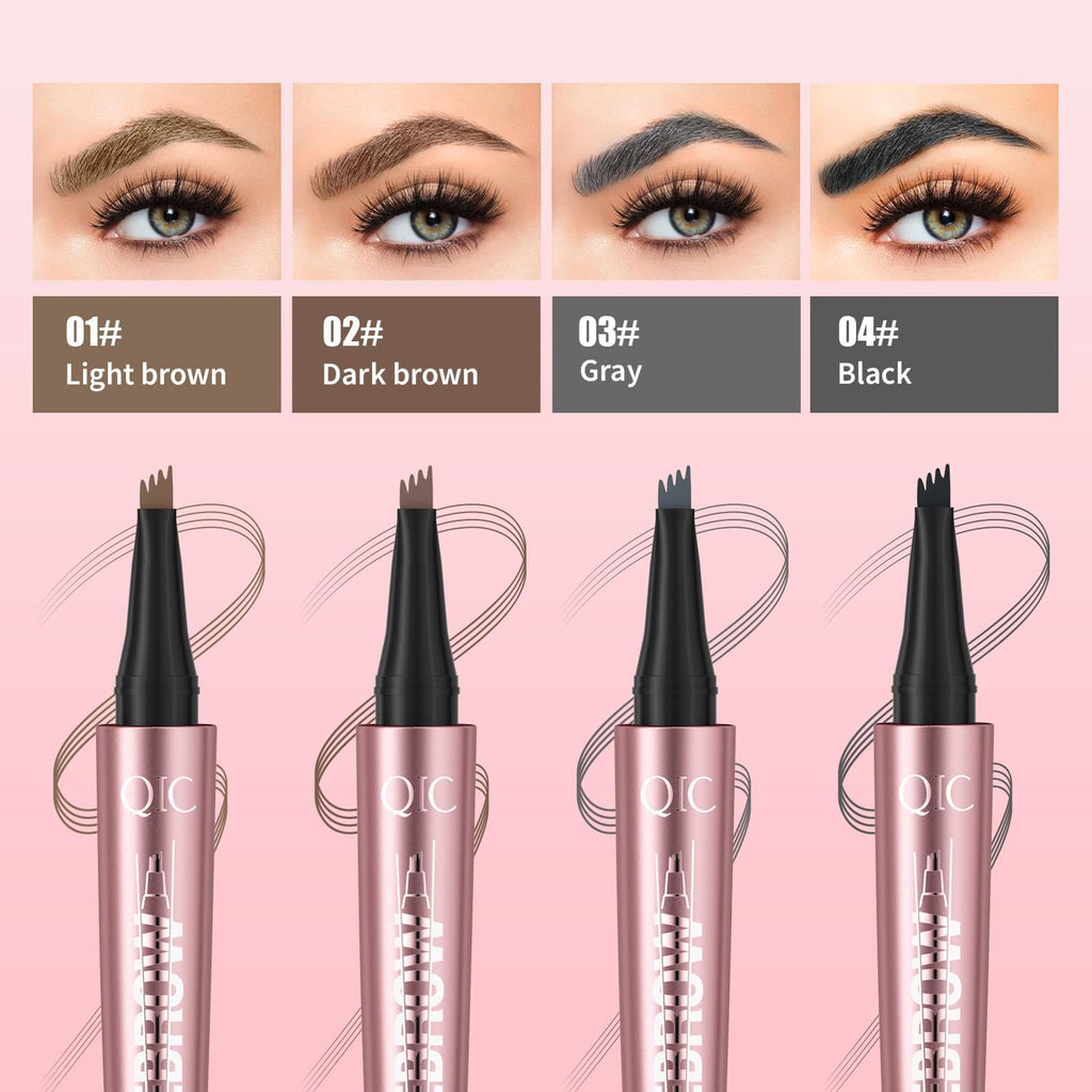 4-Tip Microblading Eyebrow Pen, Light Brown Eyebrow Pencil, Waterproof