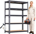 Garage Shelving, 2400 LBS Metal Storage Shelves, 12" x 28'' x 60'' Heavy Duty Shelf, Adjustable Shelving Rack