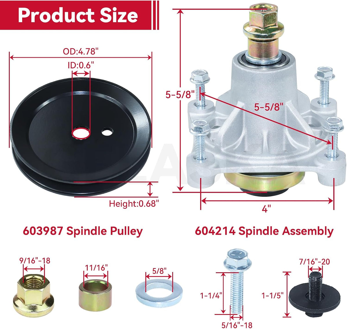 2 Pack 604214 Spindle Assembly for Hustler Raptor 42 inch Spindles | Replaces Hustler 604214 Spindle Assembly for