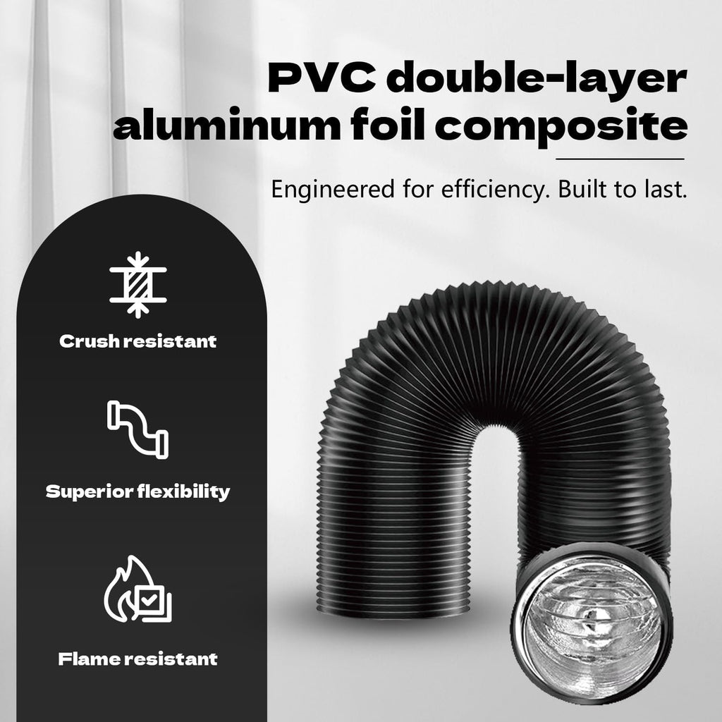 6 inch 12 feet Flexible Aluminum Ducting 4 Layer Protection Dryer Vent Hose for HVAC Heating Cooling Ventilation and