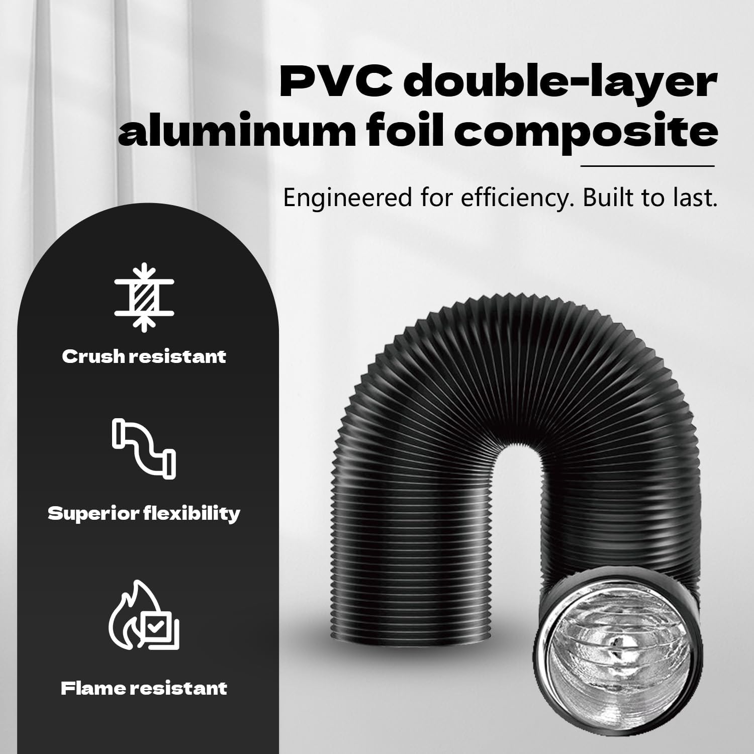 6 inch 12 feet Flexible Aluminum Ducting 4 Layer Protection Dryer Vent Hose for HVAC Heating Cooling Ventilation and