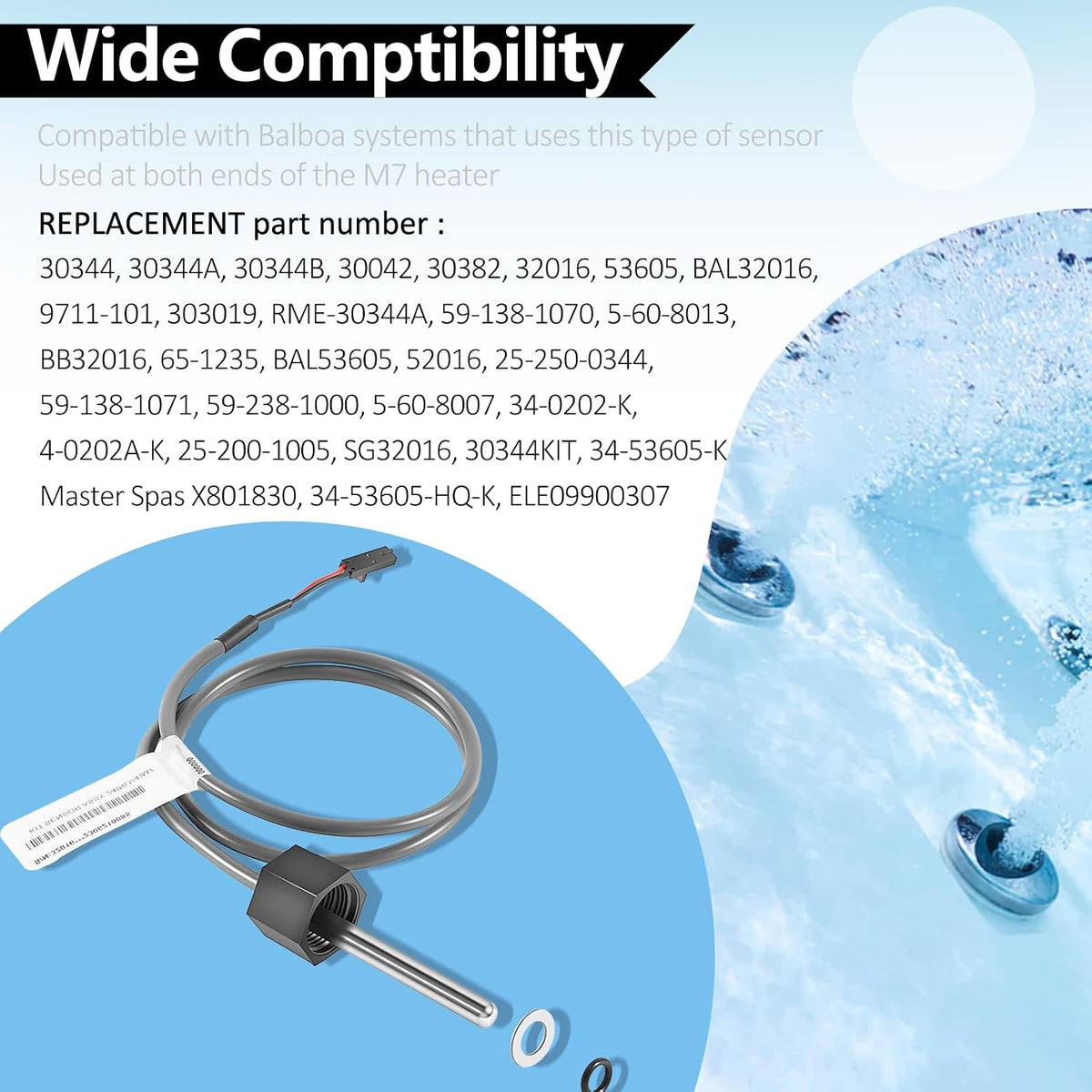 32016 Hot Tub Pool Heater Sensor for Balboa M7 Sensor Kit, Temp/High Limit