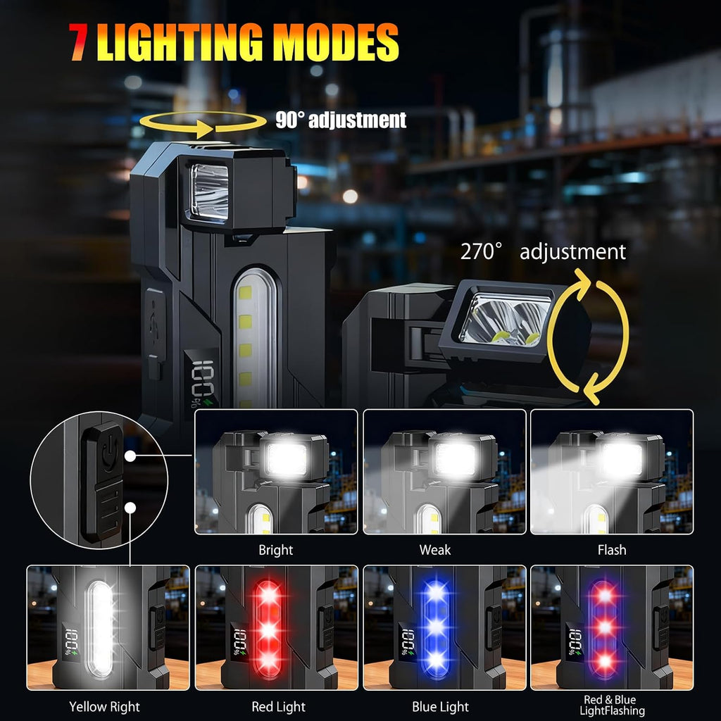 EDC Flashlight Rechargeable, 270°Rotation Magnetic Keychain Flashlight,400 Lumens Portable Flat Mini Flashlights